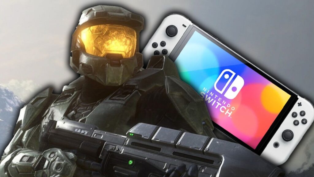Master Chief di Halo con al fianco un Nintendo Switch