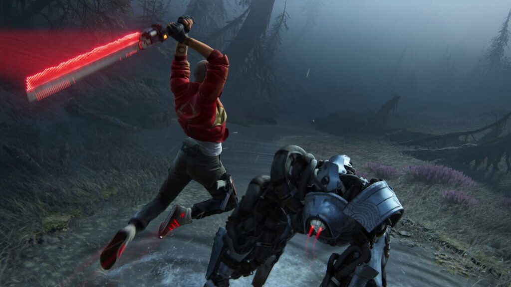 Jordan di Intergalactic: The Heretic Prophet mentre attacca un robot