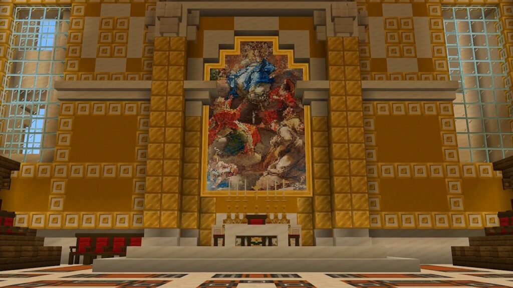 Un affresco di Peter is Here di Minecraft Education