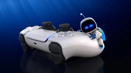 Un DualSense con sopra Astro Bot