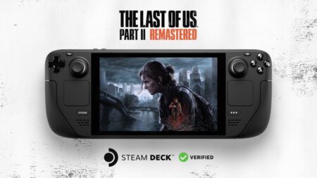 Ellie di The Last of Us Parte 2 Remastered su uno schermo dello Steam Deck