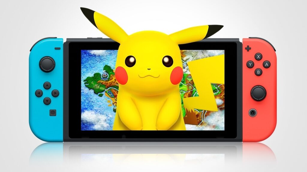 Pikachu di Pokémon dentro un Nintendo Switch