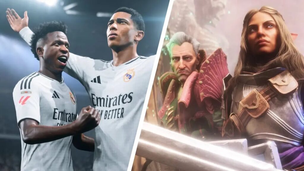 Due calciatori di EA Sports FC 25 e due personaggi di Dragon Age: The Veilguard