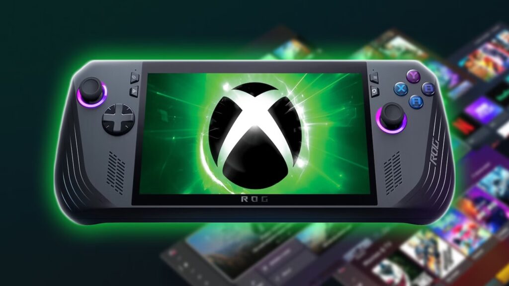 Un'Xbox Rog Ally con sullo schermo un logo Xbox
