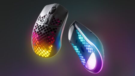 Visuale da sopra e sotto del mouse Steelseries Aerox 3