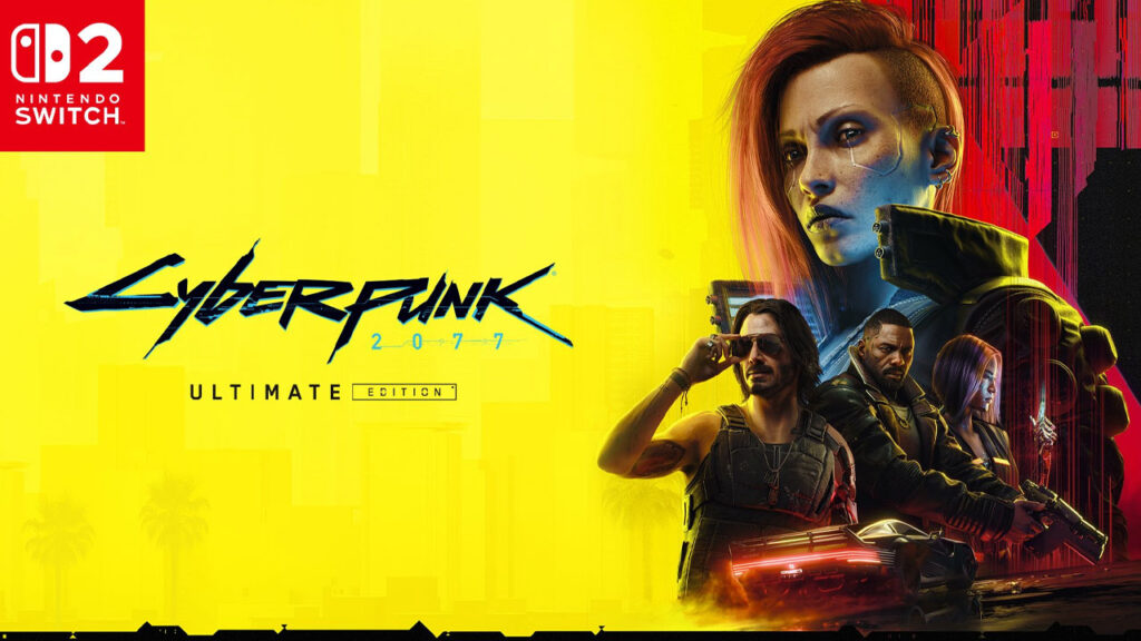 I personaggi di Cyberpunk 2077 con il logo di Nintendo Switch 2