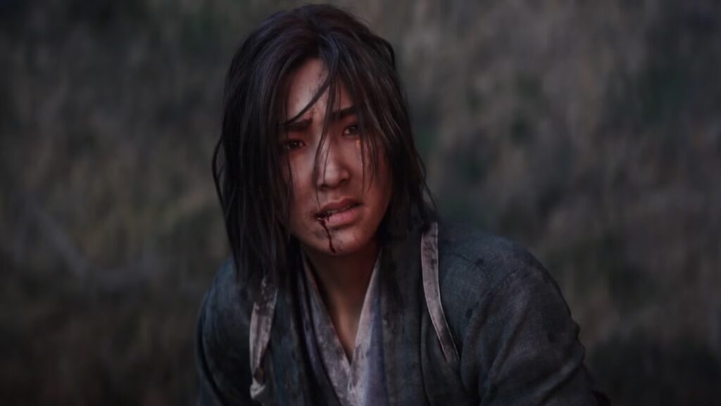 Naoe di Assassin's Creed Shadows con l'espressione triste