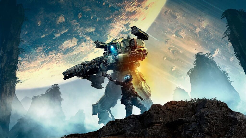 Un soldato di Titanfall 3 con al fianco il suo titano