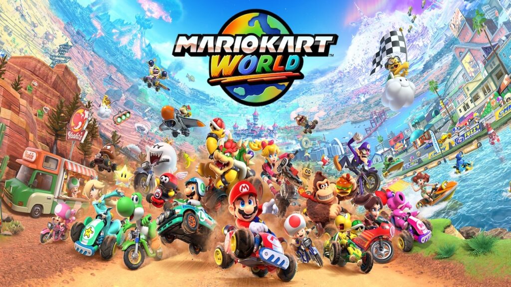 I personaggi di Mario Kart World sui propri kart