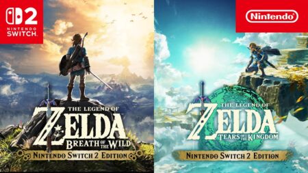 Link di The Legend of Zelda: Breath of the Wild e Tears of the Kingdom con il logo di Switch 2 Edition