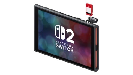 Un Nintendo Switch 2 con la scheda di gioco