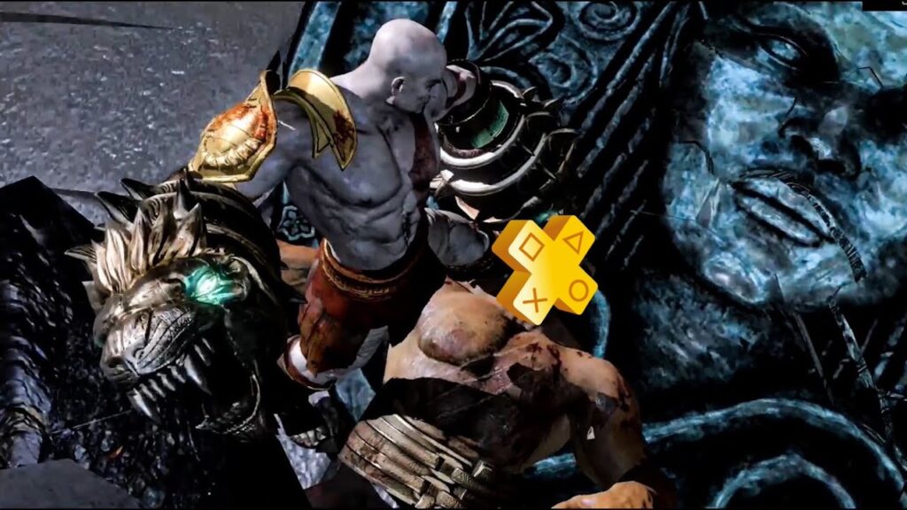 Kratos di God of War 3 con il logo di PlayStation Plus
