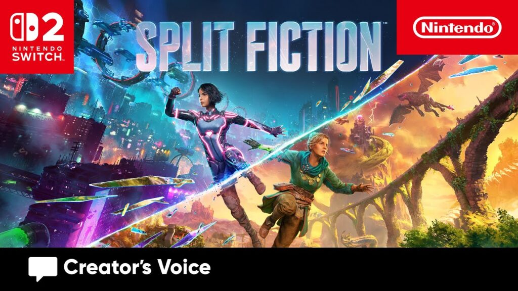 Le protagoniste di Split Fiction con il logo di Nintendo Switch 2