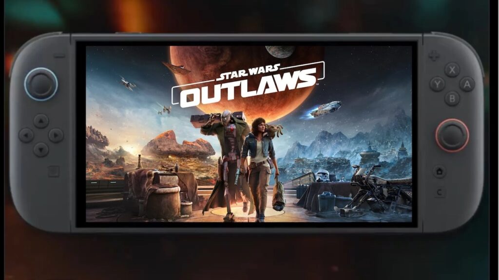 I personaggi di Star Wars Outlaws nello schermo di Nintendo Switch 2