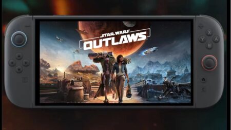 I personaggi di Star Wars Outlaws nello schermo di Nintendo Switch 2