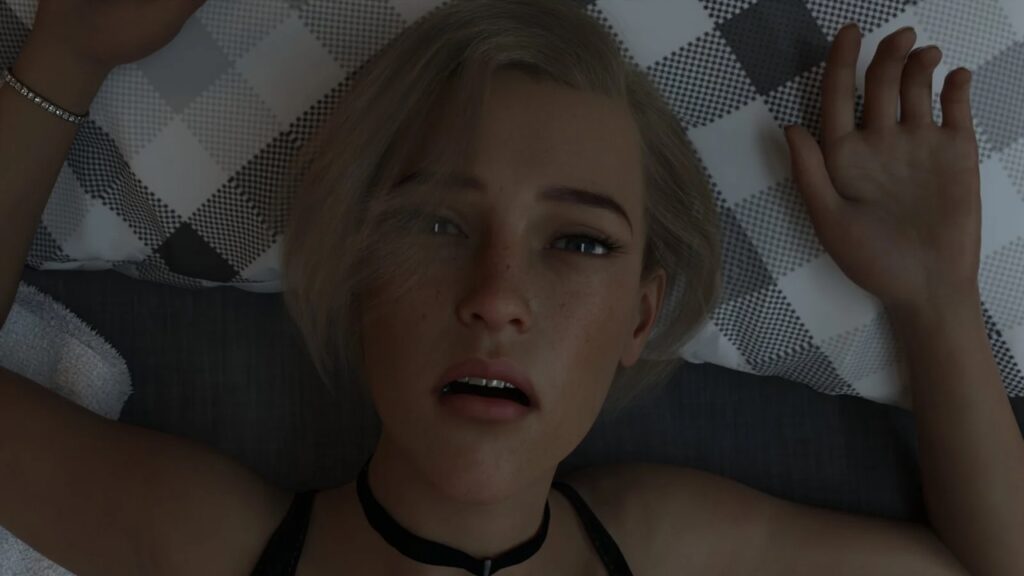 Una donna di un gioco Steam distesa su un letto