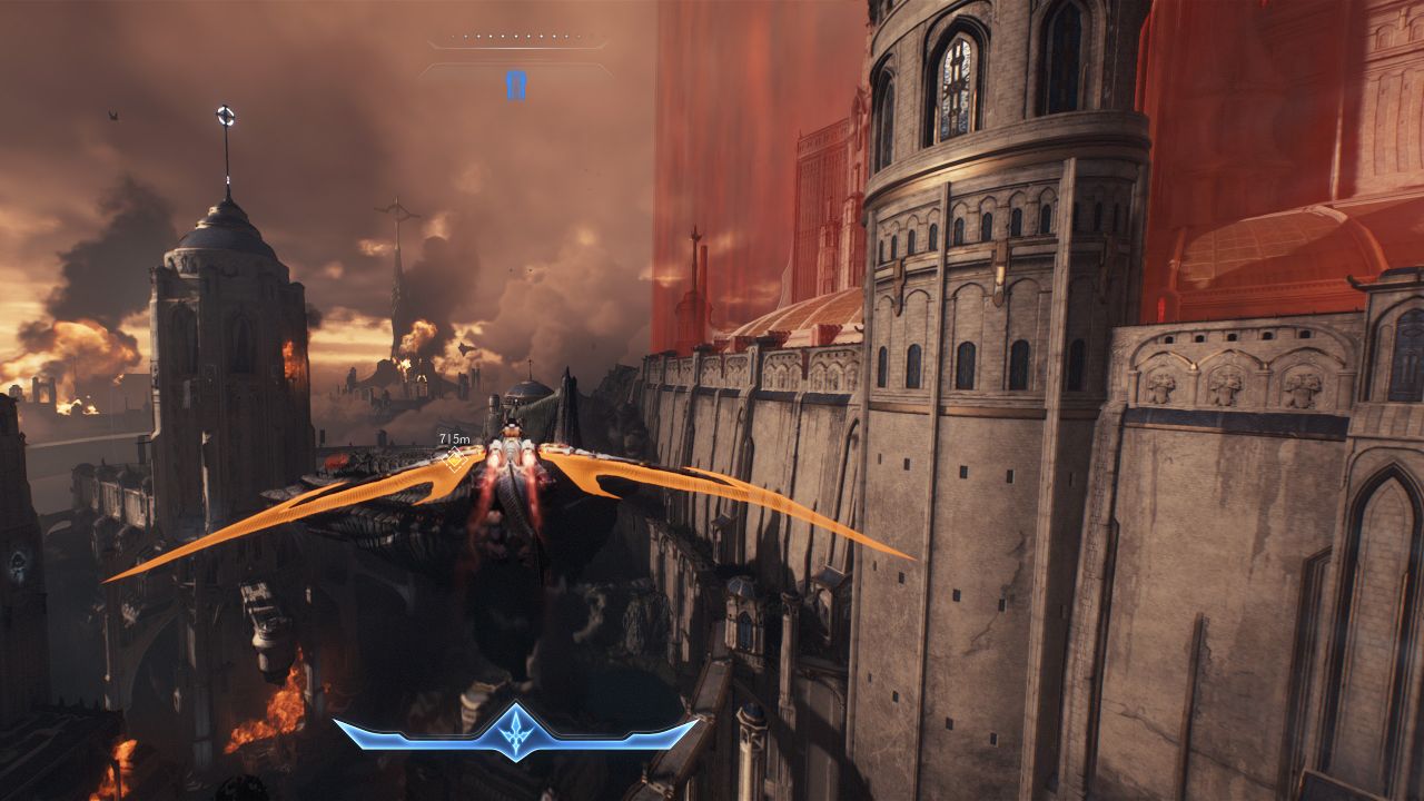 DOOM: The Dark Ages. Uno scorcio della vista in sella al drago.