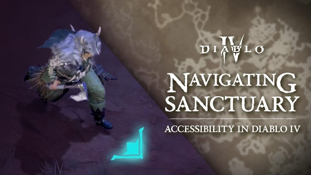 Un personaggio di Diablo 4 con il logo dell'accessibilità