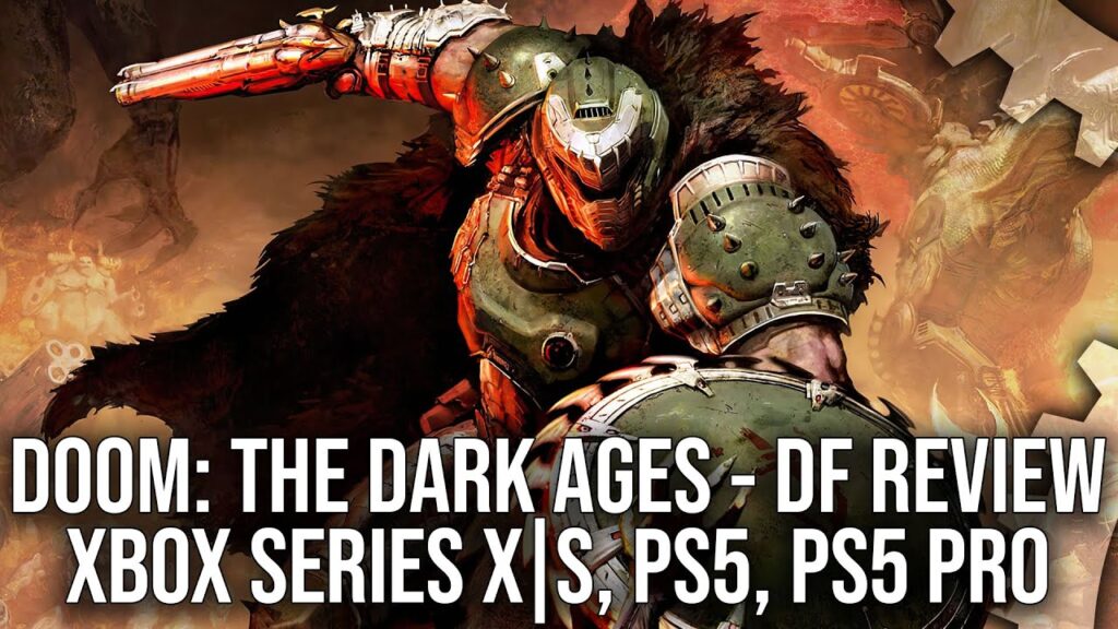 Il DOOM Slayer di DOOM: The Dark Ages con il font di Digital Foundry