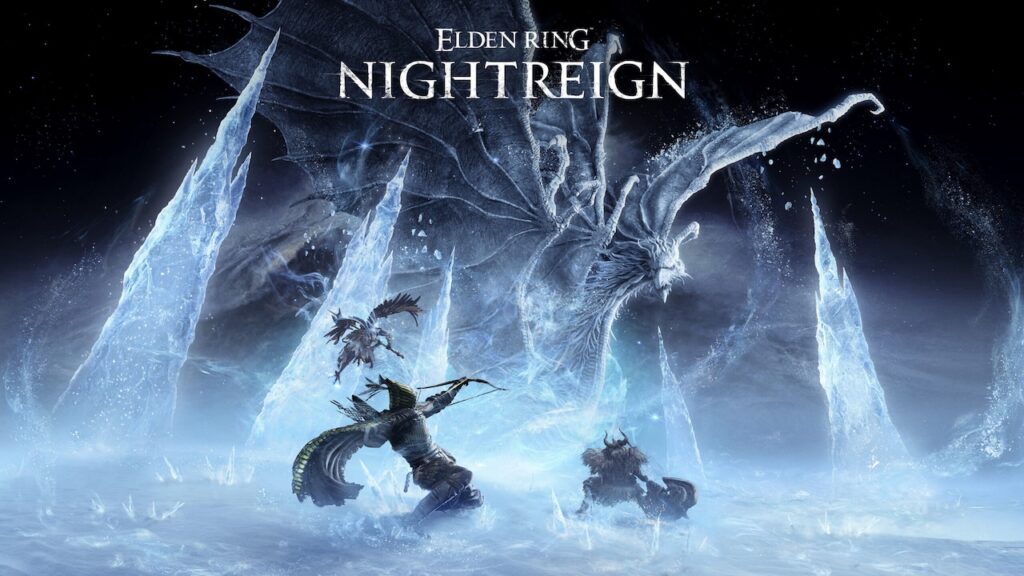 Tre personaggi di Elden Ring Nightreign mentre affrontano un nemico ghiacciato