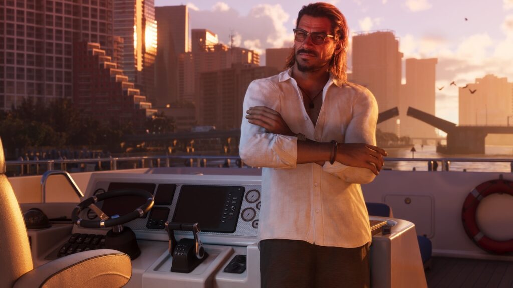Un personaggio di GTA 6 sulla barca