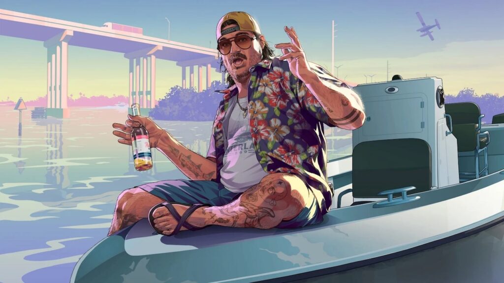 Un personaggio di GTA 6 su una barca