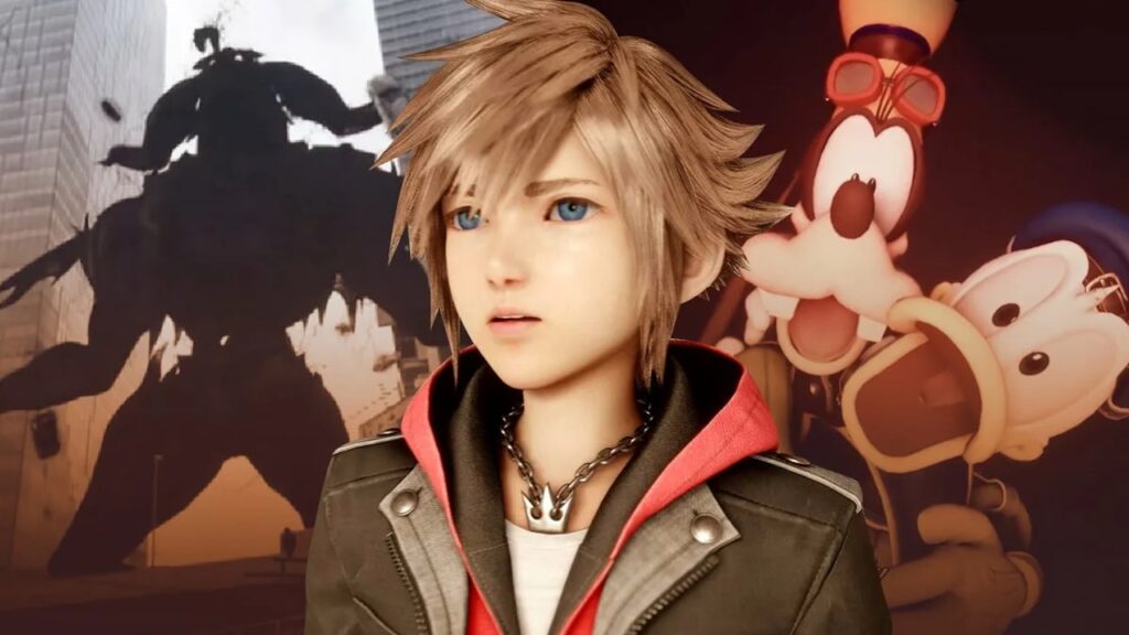 Sora di Kingdom Hearts 4 con al fianco Pippo e Paperino