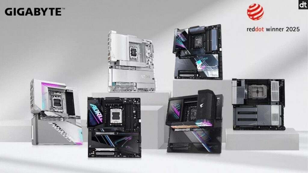 Le schede di Gigabyte con il logo dei Red Dot Design Award 2025
