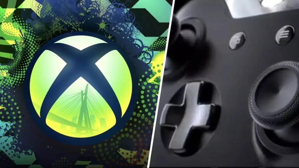 Il logo di Xbox con al fianco un controller Xbox