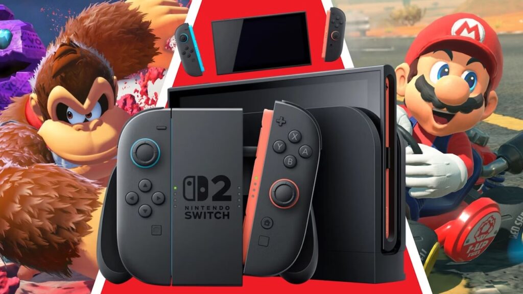 Donkey Kong Bananza con al fianco Nintendo Switch 2 e Mario Kart World