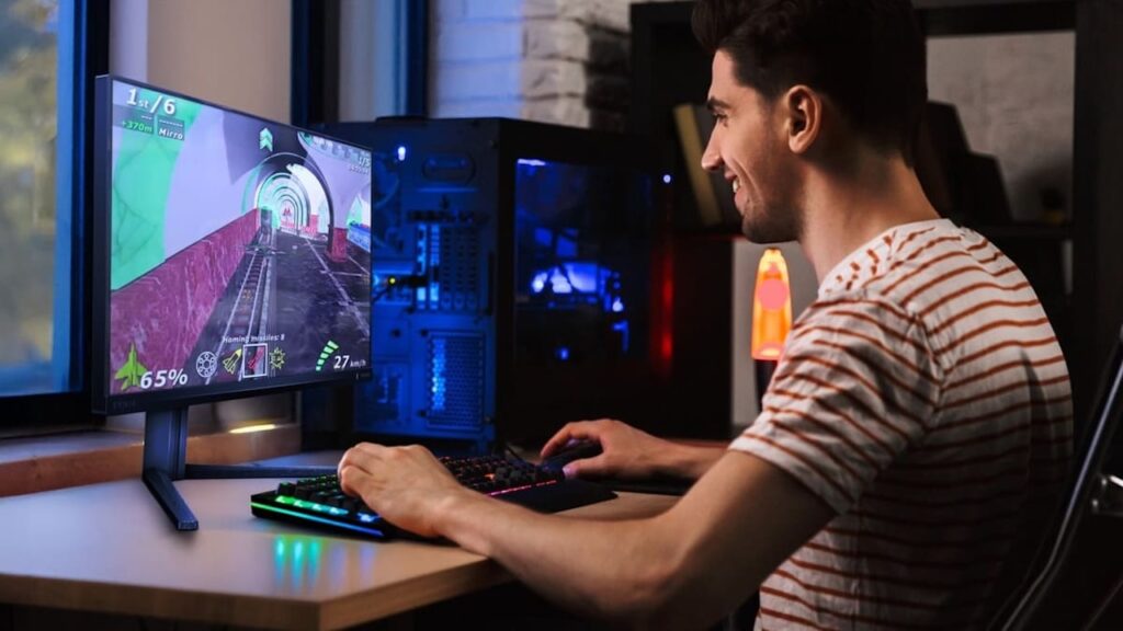 Il nuovo monitor Philips Evnia 25M2N5200U con un ragazzo