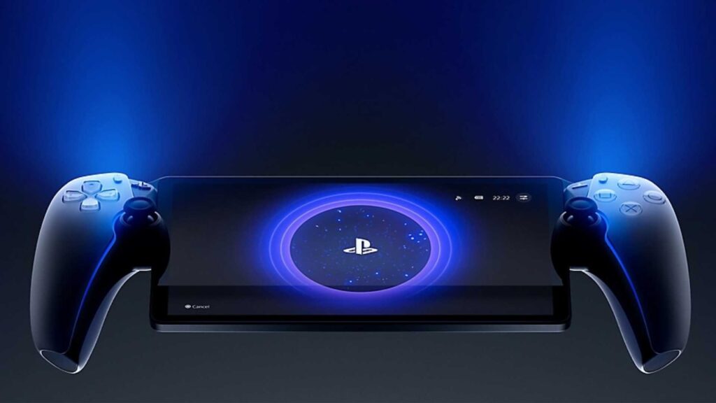 Una PlayStation Portal con sfondo nerazzurro