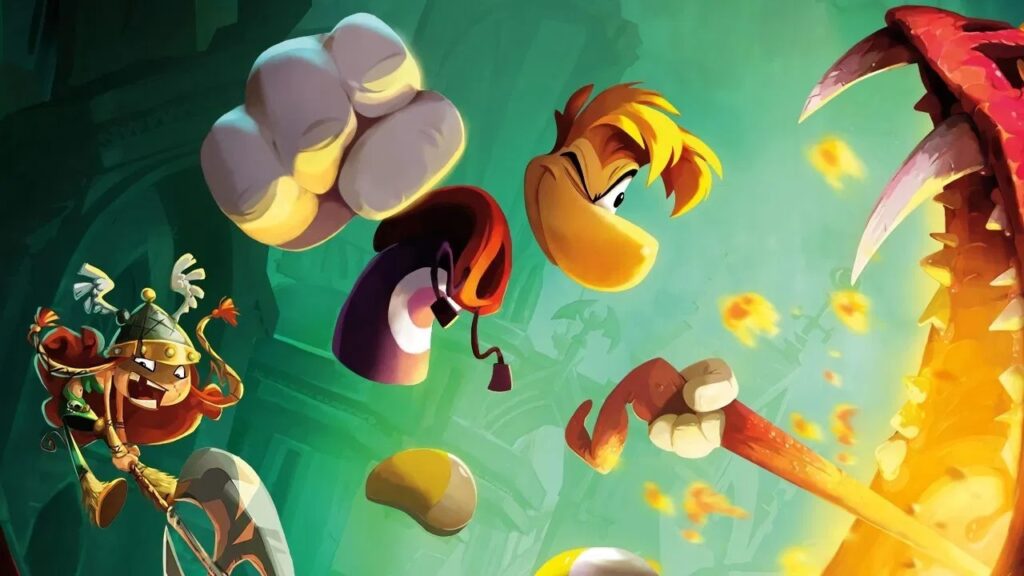 Rayman mentre tira ad una lingua