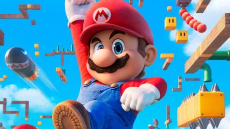 Super Mario di Super Mario Bros. Il Film mentre salta
