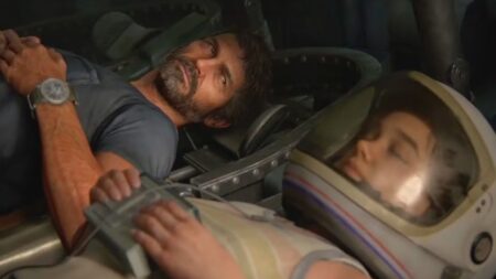 Joel ed Ellie di The Last of Us con il casco da astronauta
