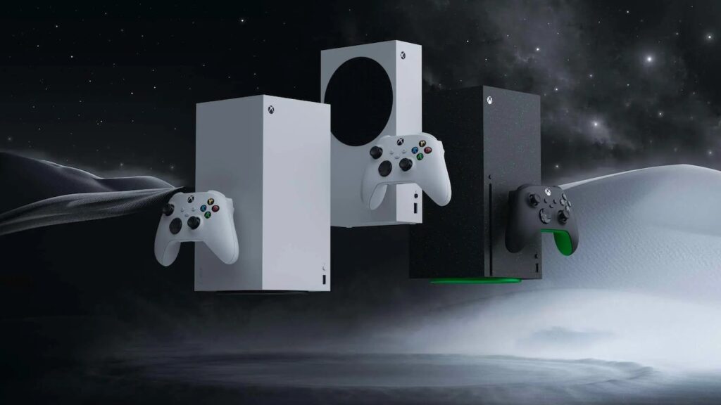 Delle Xbox Series X e Series S con un cielo stellato