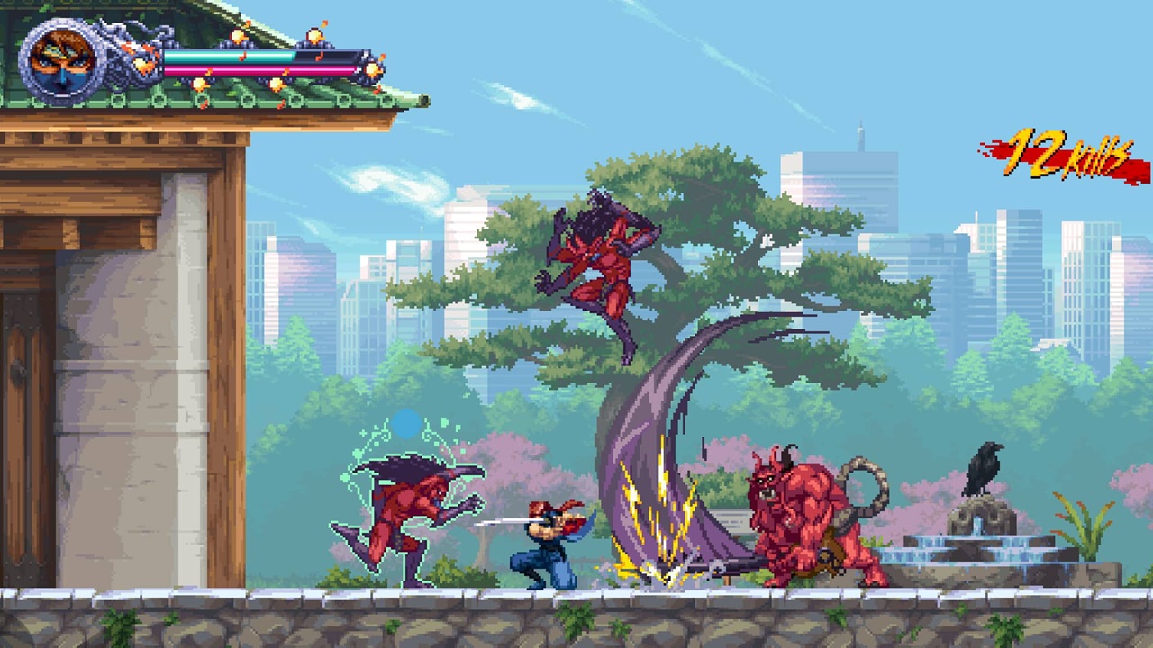 Ninja combatte con mostri draconici in Ninja Gaiden Ragebound