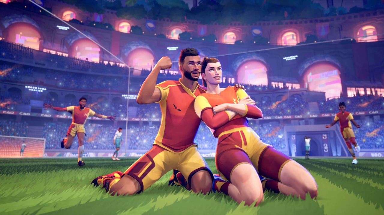 Esultanza di due calciatori in REMATCH