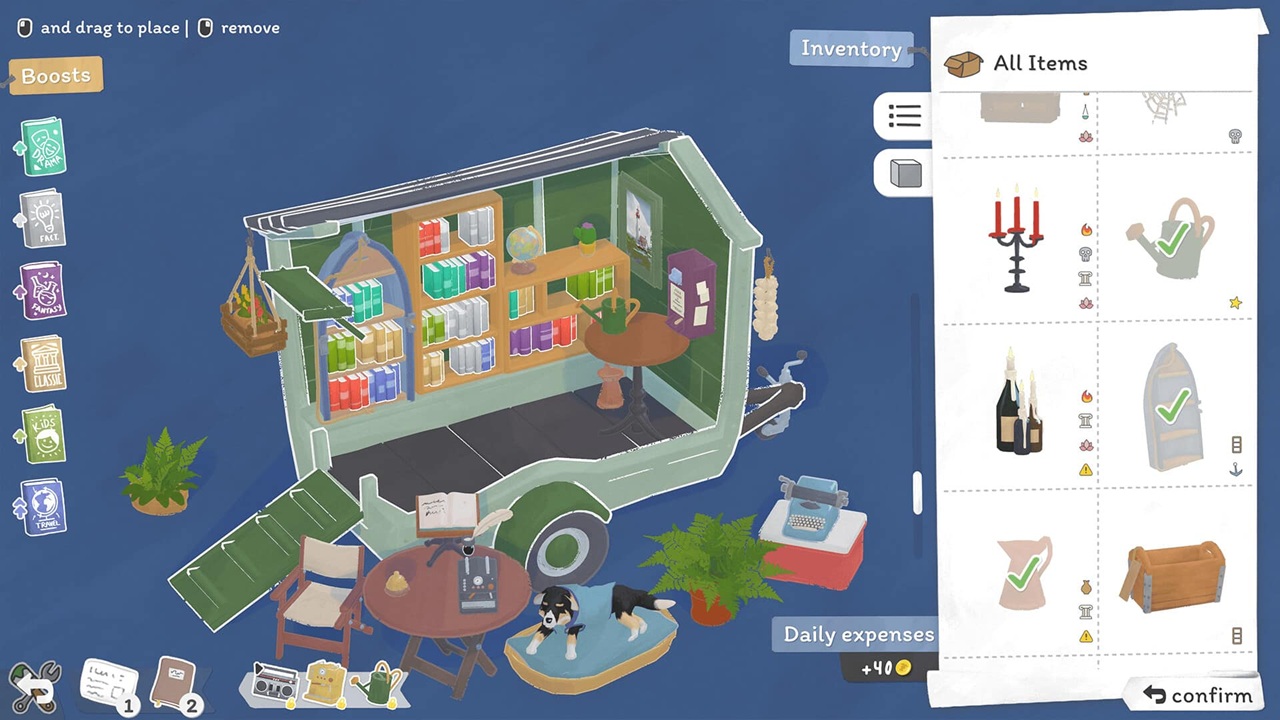 Spaccato di un carretto libreria personalizzabile in Tiny Bookshop