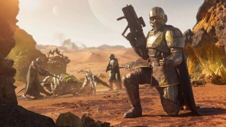 Il protagonista di Helldivers 2 con il pollice alto