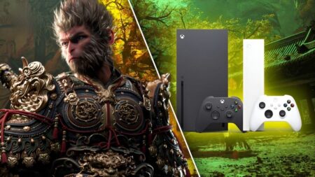 Il protagonista di Black Myth: Wukong con al fianco una Xbox Series X e Series S
