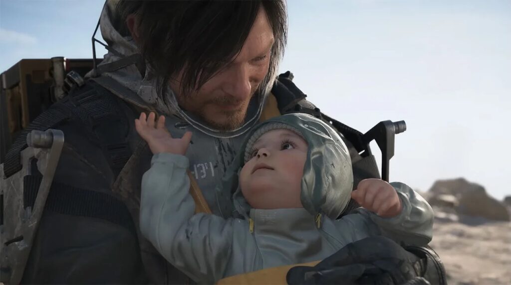 Sam Porter Bridges con Lou di Death Stranding 2: On The Beach