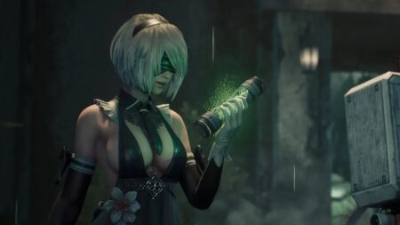 Eve con il costume di 2B in Stellar Blade