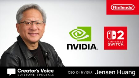 Il CEO di NVIDIA con il logo di Nintendo Switch 2