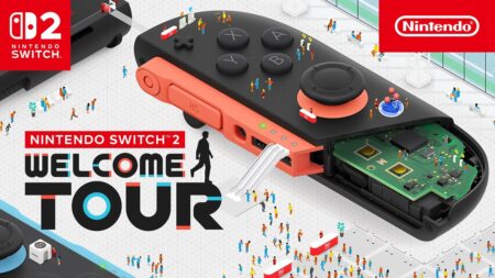 Il Joycon con il logo di Nintendo Switch 2 Welcome Tour