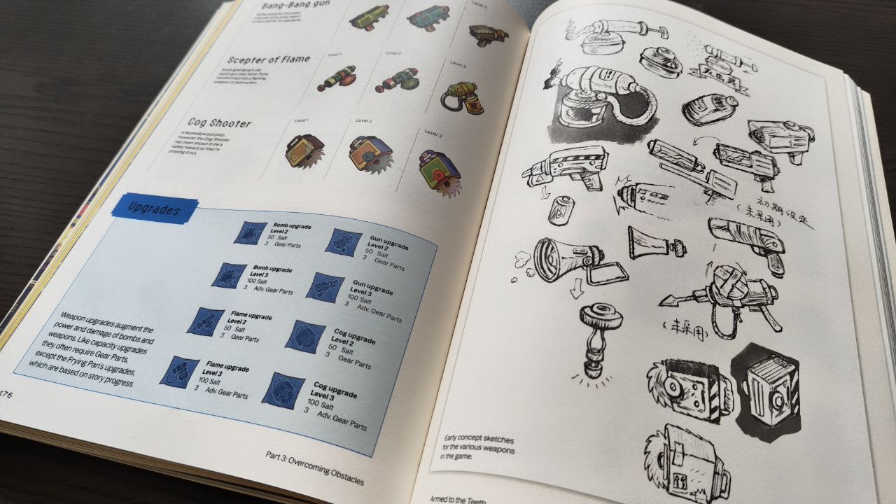 Concept art delle armi di Eastward nel libro Design Works di Lost in Cult