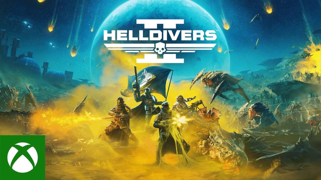 I personaggi principali di Helldivers 2 con il logo Xbox