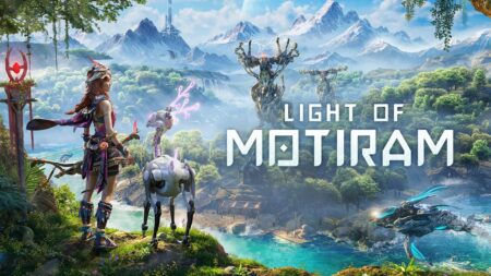 Il logo di Light of Motiram con la protagonista sulla collina