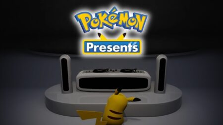 Il logo del Pokémon Presents con un Pikachu in basso