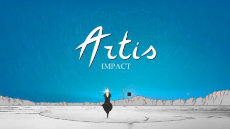 Copertina di Artis Impact con logo gioco e ambiente innevato